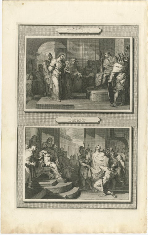 Dutch Baroque Life of Christ, 3 Double-Scene Biblical Engravings, ca 1700, view 2