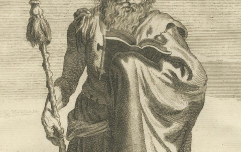St. Matthias Apostle, Chosen in Acts I, Engraving c.1735, close-up 4