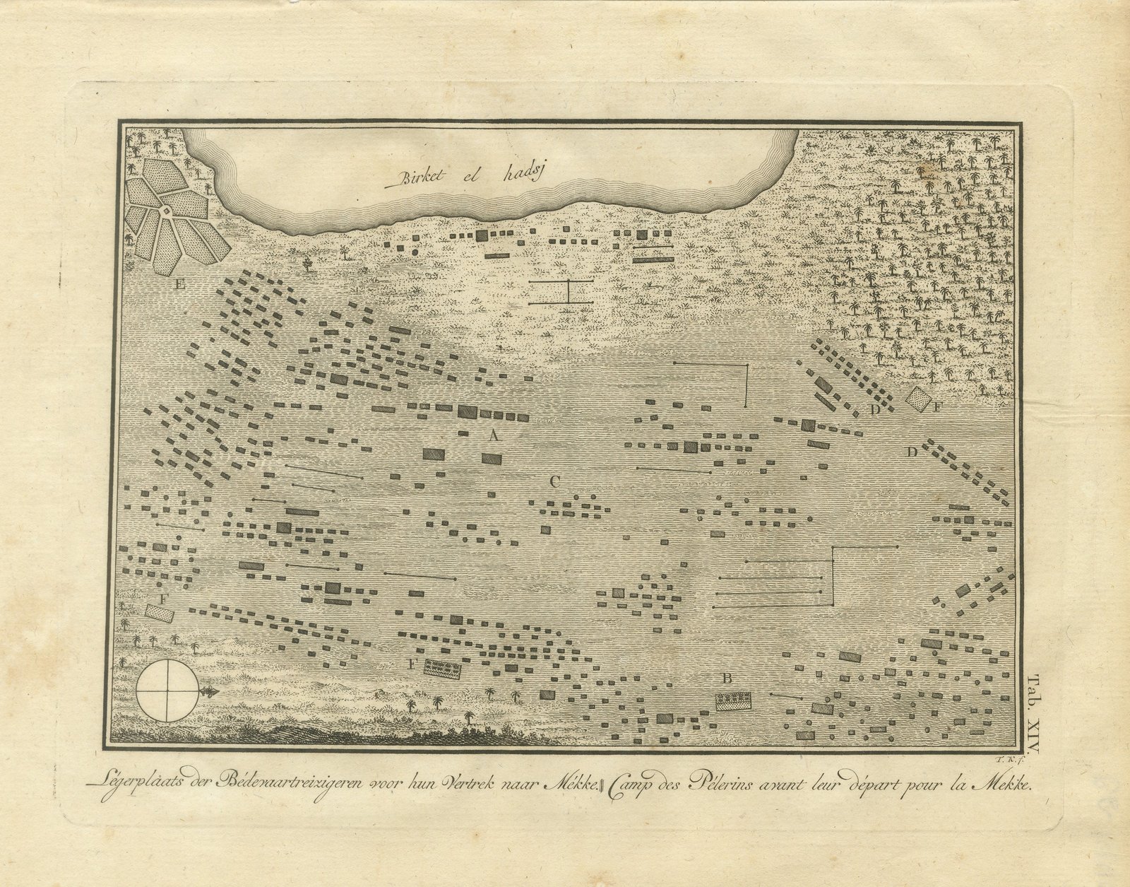 Camp of the Mecca Pilgrims Before Departure, Antique Print, 1776