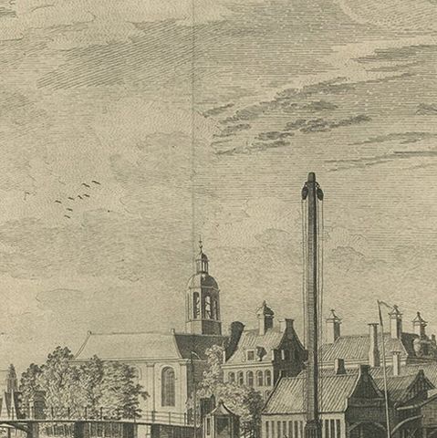 Antique Church Print of the 'Eilandskerk' in Amsterdam by Maaskamp, 1805, close-up 2