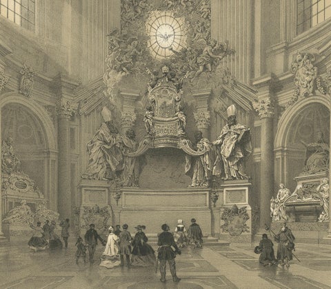 Chair of St Peter, Vatican, Baroque Masterpiece Interior, 1868, close-up 4