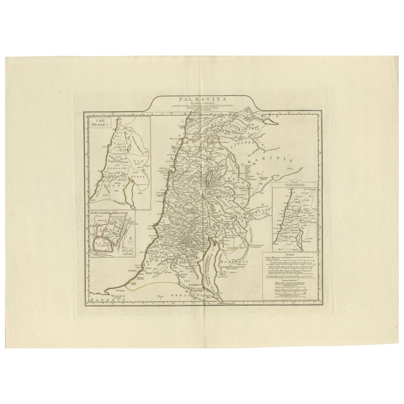 1767 D’Anville Map of the Holy Land: Ancient Divisions and Biblical Geography