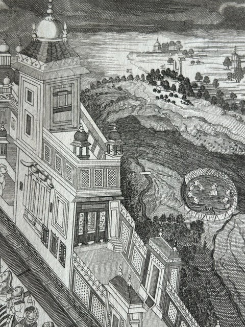 Grand Mogol’s Palace & Mosque, Chatelain Engraving of Delhi, 1719, view 8