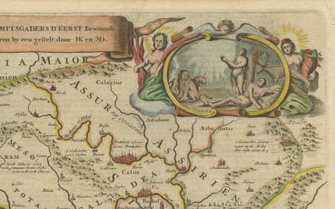 Circa 1686 Daniel Stoopendaal Map: Biblical Sites from Paradise to Canaan, close-up 4