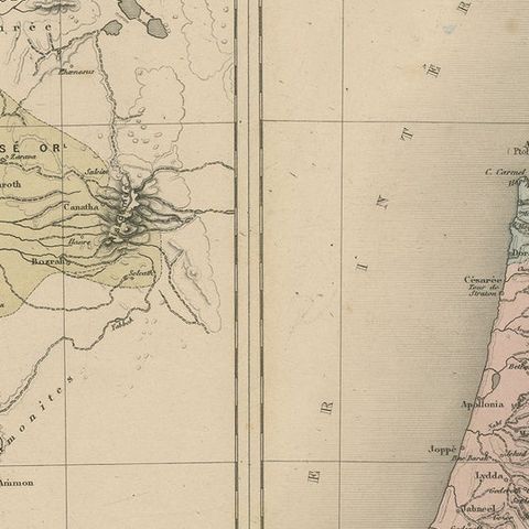 Palestine: Tribes & Maccabees, Antique Map by Migeon, Paris, 1892, close-up 2