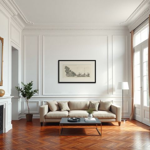 Rare Antique Religious Engraving of a Horse Drawn Float, 1775, shown framed in a room, true to size
