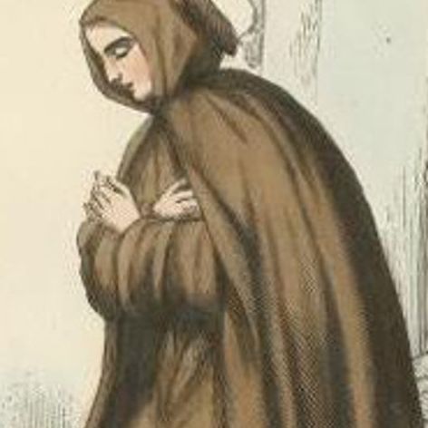 Antique Print of a Nun in the Order of Saint Isidore, 1845, close-up 1