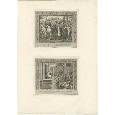 Antique Religion Print of King David, Having Subdued Syria, C.1850, view 2
