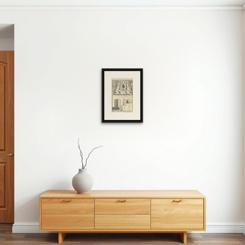 Print of Convent of the Buddhist Monks Named Talapoins, Siam 'Thailand', ca.1730, shown framed on a wall, true to size