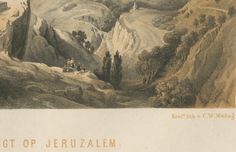 19th-Century Chromolithograph of Jerusalem, View from the Road to Bethany, 1862, close-up 1