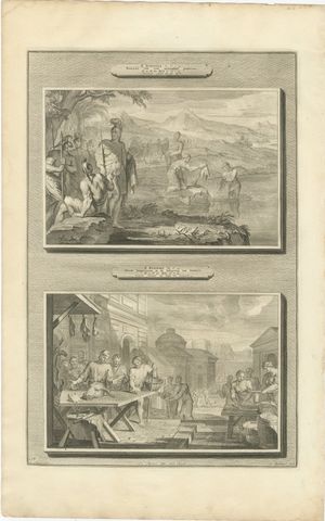 Naaman Healed in the Jordan and Famine in Samaria, Pieter Mortier, circa 1700