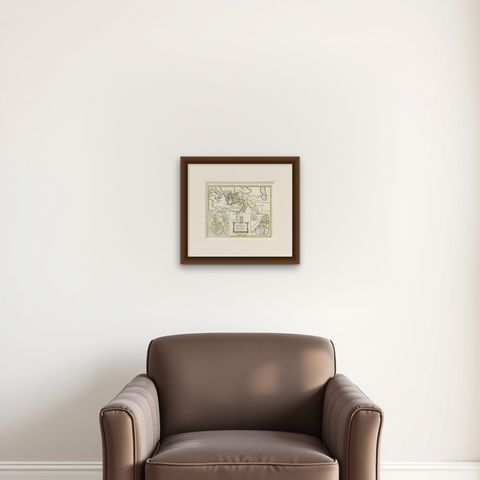 New Testament Holy Land Map with Jerusalem Plan, French, c.1779, shown framed on a wall, true to size