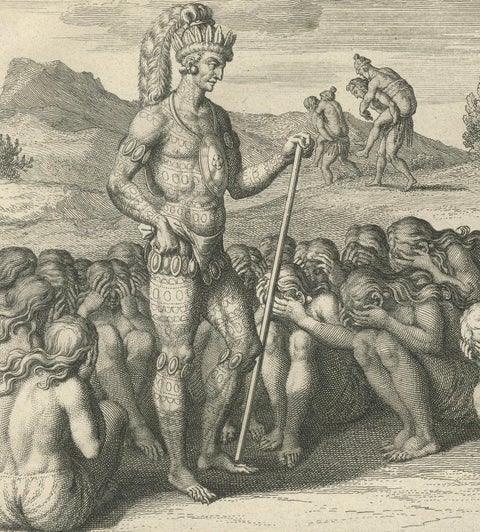 Florida Women Mourning Their Husbands, with Hermaphrodites in Ritual Service, close-up 6