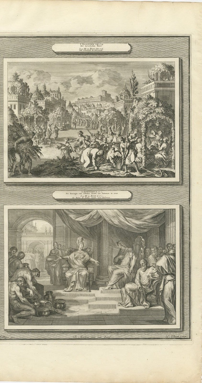 Feast of Tabernacles and the Queen of Sheba Visits Solomon, Mortier, circa 1700