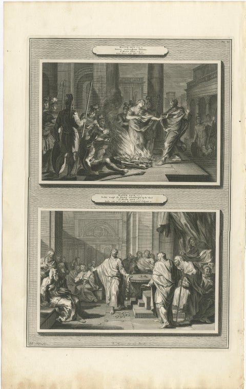 Dutch Baroque Biblical Engravings, 3 Double-Scene Plates by Pieter Mortier, 1700, view 4