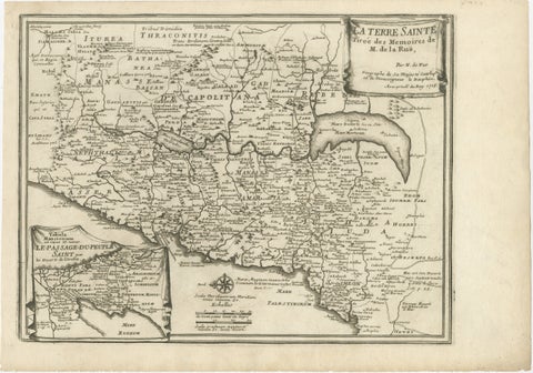 Antique Biblical Holy Land Map, Jerusalem, Palestine & Levant, De Fer 1703, view 2
