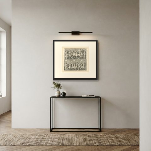 Arch of Titus Reliefs, Triumphal Chariot and Seven Branched Candlestick, 1722, shown framed in a room, true to size