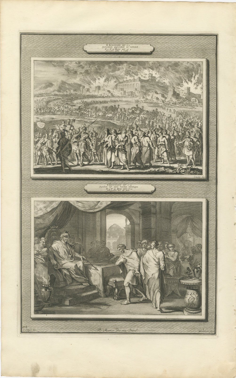 Burning of Jerusalem and the Release of Jehoiachin, Mortier Bible circa 1700