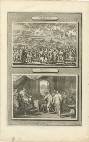 Burning of Jerusalem and the Release of Jehoiachin, Mortier Bible circa 1700