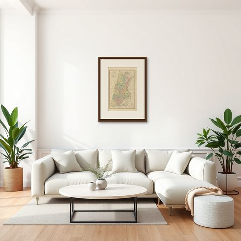 Canaan from Joshua to the Babylonian Captivity, Biblical Holy Land Map, 1823, shown framed in a room, true to size