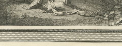 Elijah Prays for Rain and Elijah Fed by an Angel, Pieter Mortier, circa 1700, close-up 1