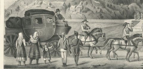 Temple of Saint Francis on Monte Velebich, Lithograph, circa 1840, close-up 2