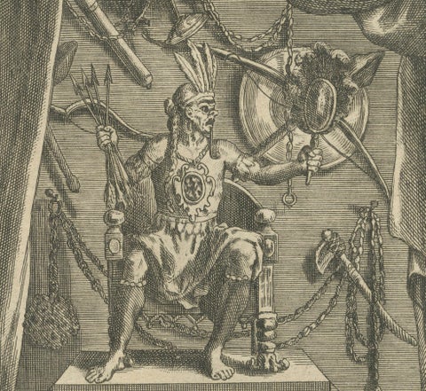 Mexican Gods and Priests, 1734 Engraving of Aztec Deities and Religious Ritual, close-up 4