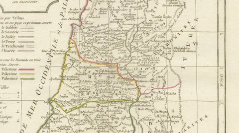 Antique Holy Land Map, Judée ou Terre Sainte, Robert de Vaugondy, 1806, close-up 5