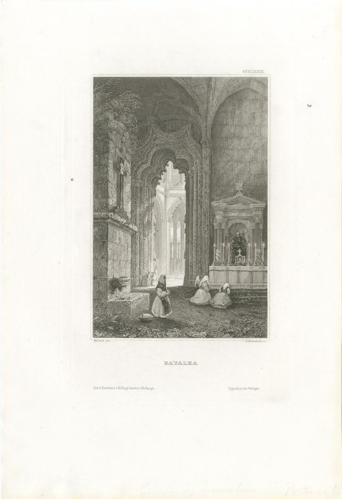 Batalha Monastery, Portugal, Antique Interior View with an Altar, circa 1850, view 2