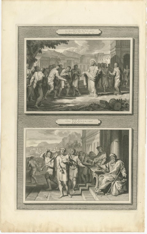 Set of Three Double-Scene Biblical Copper Engravings, Pieter Mortier, ca 1700, view 3