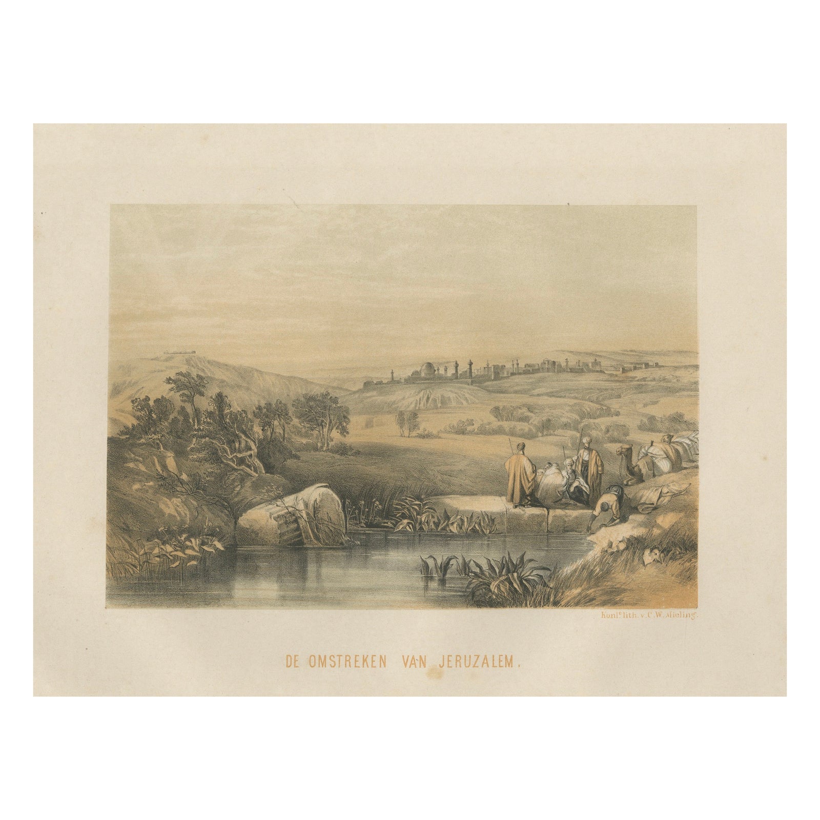 Chromolithograph of the Surroundings of Jerusalem, Biblical Landscape, ca.1862