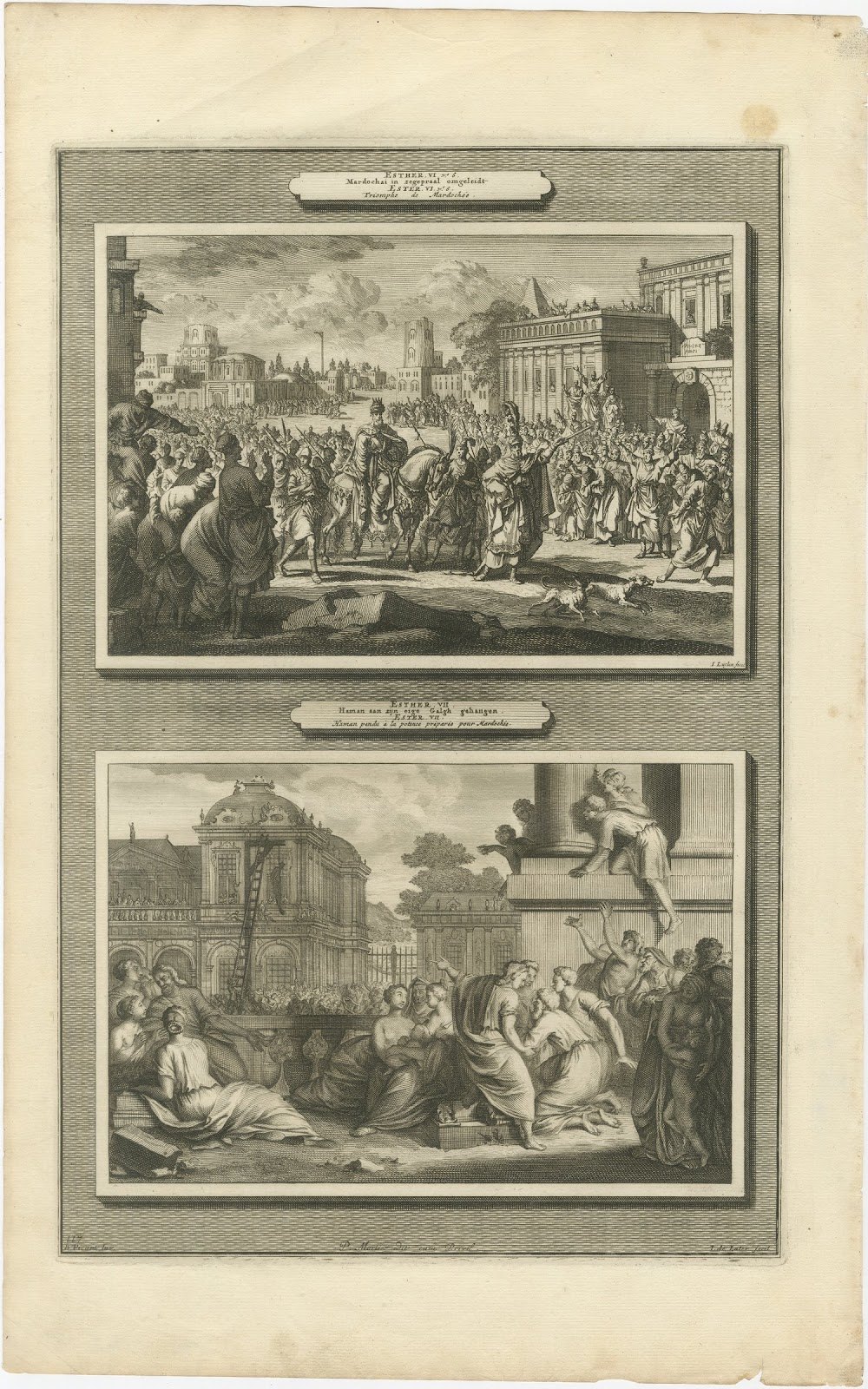 Triumph of Mordecai and Haman Hanged on His Own Gallows, Mortier, circa 1700
