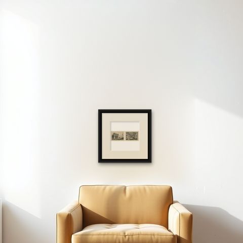 Exterior and Interior Views of Montreal Cathedral, Canadian Architecture, c1850, shown framed on a wall, true to size