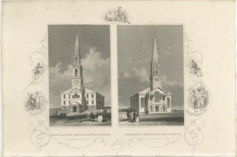 First Baptist and Unitarian Churches, Providence, Roger Williams, circa 1850, view 2