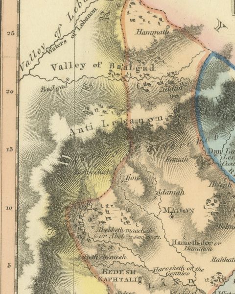 Antique Map of the Tribe of Naphtali, Wyld Scripture Atlas, 1823, close-up 3