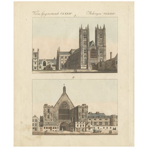 Westminster Abbey and Winchester Cathedral, Bertuch's Picture Book, circa 1800