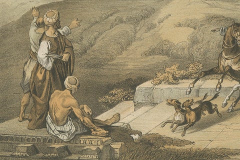 19th-Century Chromolithograph of Samaria, Israël, Historical Biblical Scene, close-up 2