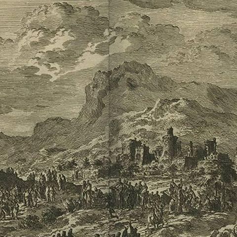 Antique Bible Print Jesus Sentenced to Be Crucified by J. Luyken, 1743, close-up 1