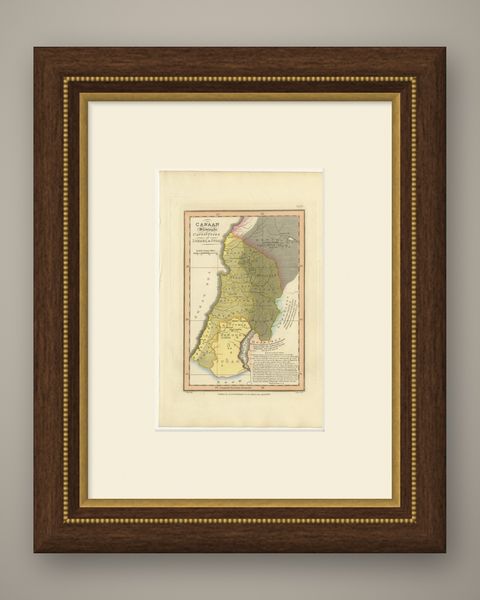 Canaan and the Captivities of Israel and Judah, Antique Map, 1823, shown framed