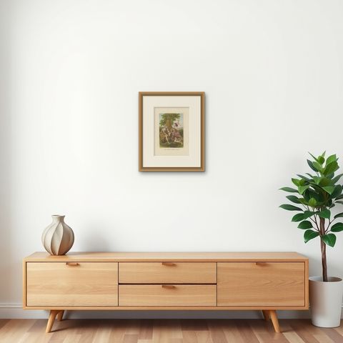 Antique Bible Print of the Enemy Sowing Tares by Kronheim 'c.1860', shown framed on a wall, true to size