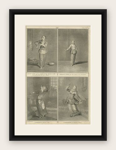 Ottoman Rituals and Dancers, 1734 Engraving of Turkish Love, Ceremony and Dance, shown framed