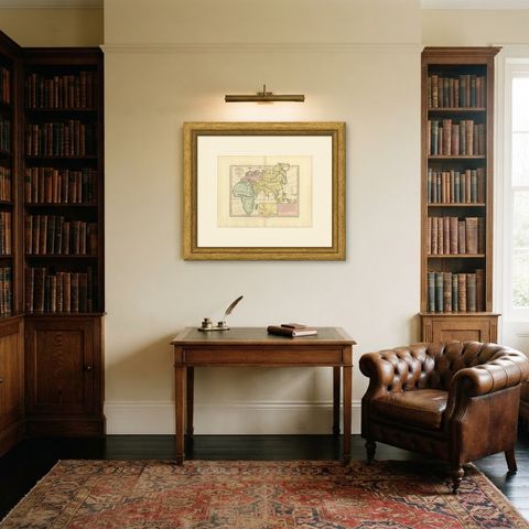 Europe, Asia and Africa After the Flood, Antique Wyld Map, 1823, shown framed in a room, true to size