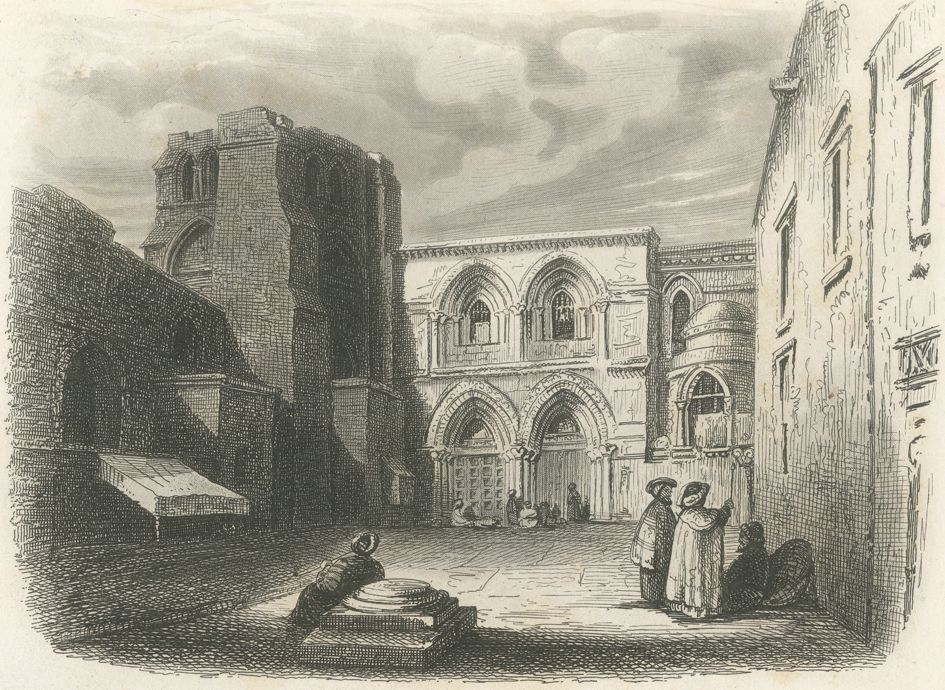 Holy Sepulchre Church and Dome of the Rock, Jerusalem, Antique Print, 1859, view 3