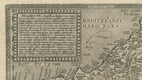 Rare 16th Century Map of the Holy Land and Palestine by Matthias Quad, ca.1599, close-up 6