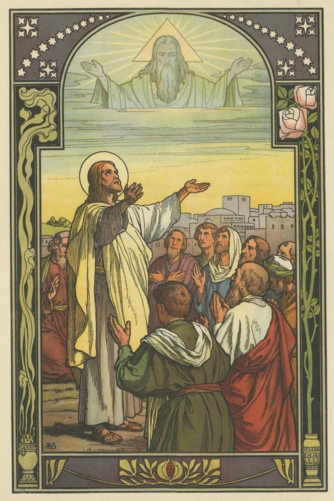 Antique Religion Print of the Blessing of Christ, 1913, view 2