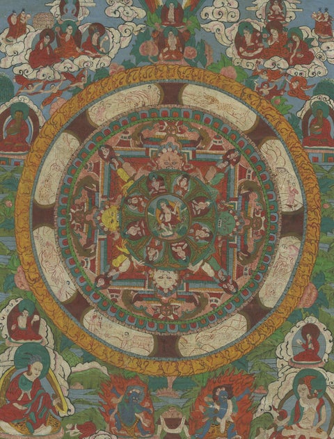 Hand Painted Mandala Thangka, circa 1920, view 2