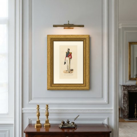 Knight of Saint John of Jerusalem, Costume of the Order, Wood Engraving, 1844, shown framed on a wall, true to size