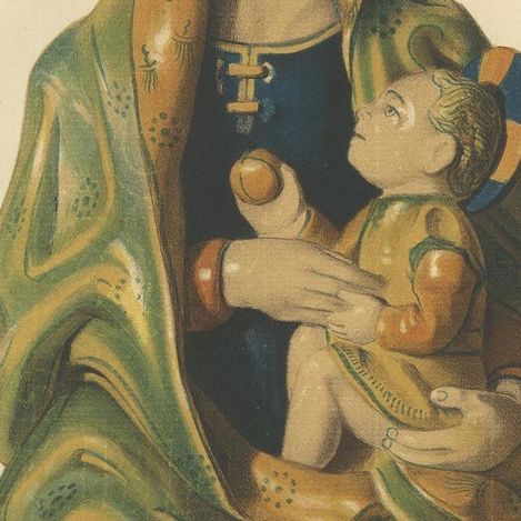 Antique Print of Madonna with Her Child by Delange '1869', close-up 1