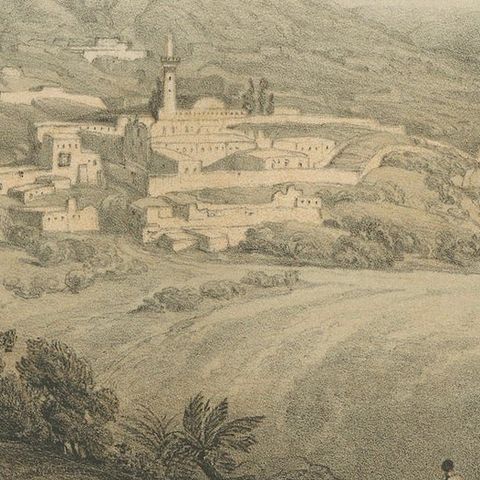 1862 Chromolithograph of Nazareth, Biblical Landscape After David Roberts, close-up 5