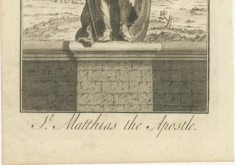 St. Matthias Apostle, Chosen in Acts I, Engraving c.1735, close-up 1
